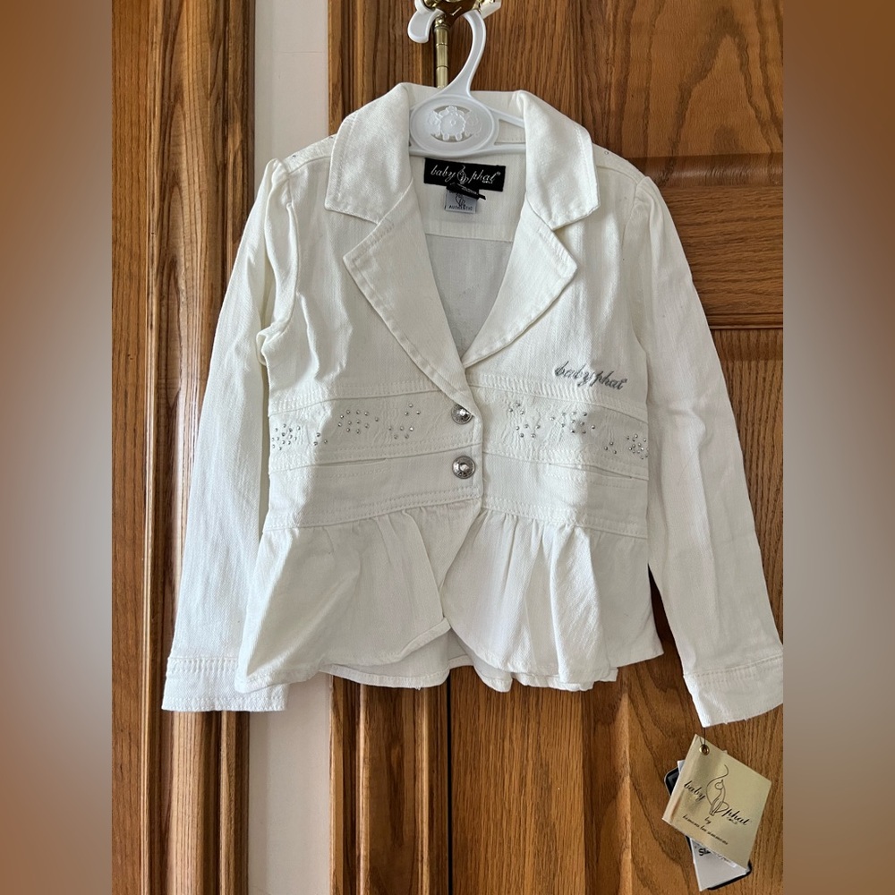 Girls Summer Apparel - Size 5/6 Girls Baby Phat White Rhinestone Jean Jacket